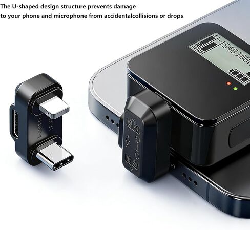 محول OTG لإضاءة الميكروفون على شكل حرف U متوافق مع DJI Mic 3 Mic 2 وDJI Mic mini وغيرها من الميكروفونات اللاسلكية للهاتف 14 13 12 11 8 XS (مع وظيفة الشحن) in Kuwait