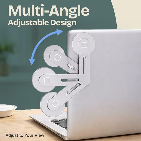 Magnetic Phone Holder for Laptop, Adjustable Aluminum Side Mount Phone Stand for Laptop Screen, Monitor or Desk, Space Saving Magnetic Smartphone Holder (Silver) in Saudi Arabia