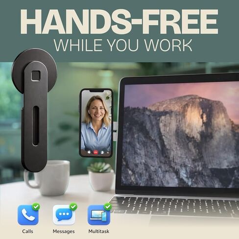 Magnetic Phone Holder for Laptop, Adjustable Aluminum Side Mount Phone Stand for Laptop Screen, Monitor or Desk, Space Saving Magnetic Smartphone Holder (Silver) in Saudi Arabia