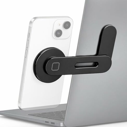 Magnetic Phone Holder for Laptop, Adjustable Aluminum Side Mount Phone Stand for Laptop Screen, Monitor or Desk, Space Saving Magnetic Smartphone Holder (Silver) in Saudi Arabia