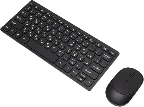 Gugxiom Russian Keyboard Wireless Combo with Mouse, 78 Key Cyrillic Layout, 2.4GHz Plug & Play, Splash Proof & Silent Ergonomic for PC Laptop, Battery Powered for Travel in Kuwait