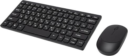 Gugxiom Russian Keyboard Wireless Combo with Mouse, 78 Key Cyrillic Layout, 2.4GHz Plug & Play, Splash Proof & Silent Ergonomic for PC Laptop, Battery Powered for Travel in Kuwait