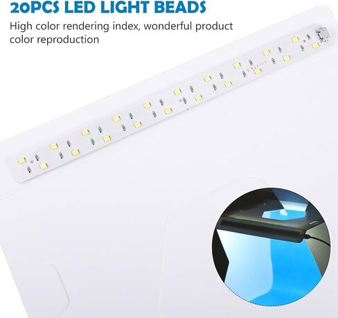 TEHAUX 20 سم صندوق إضاءة LED صغير للتصوير الفوتوغرافي خيمة تصوير قابلة للطي مع خلفيات للمجوهرات وملحقات استوديو التصوير الفوتوغرافي للمنتجات الصغيرة in Kuwait