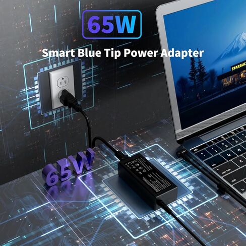 استبدال محول سلك الطاقة 65 وات لشاحن الكمبيوتر المحمول HP 65 وات 45 وات شاحن الكمبيوتر طرف أزرق in Kuwait