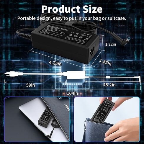 استبدال محول سلك الطاقة 65 وات لشاحن الكمبيوتر المحمول HP 65 وات 45 وات شاحن الكمبيوتر طرف أزرق in Kuwait