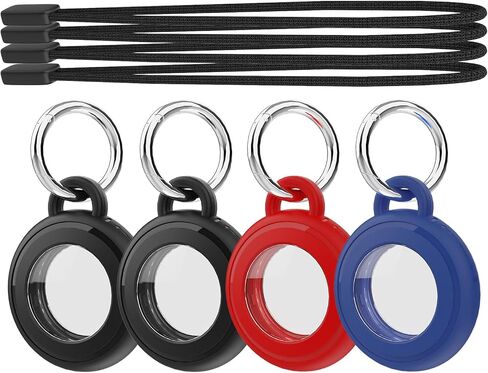 4 قطع من حامل علامات الهواء الصلبة من البولي كربونات مع سلسلة مفاتيح، حافظة قفل ملتوية مقاومة للماء لجهاز AirTag الجيل الأول والثاني، غطاء مقاوم للصدمات والخدش، بدون تداخل في الإشارة لمفاتيح طوق الكلاب والأمتعة في الهواء الطلق in Kuwait