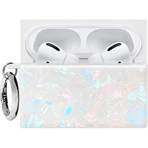 حافظة AirPods Pro 3 المربعة الرسمية مع حلقة فضية - متوافقة مع AirPods Pro الجيل الثالث - شحن لاسلكي - خفيفة الوزن ومقاومة للصدمات (غلاف أوبال) in Kuwait