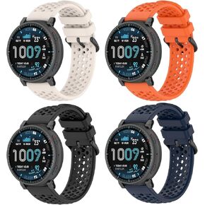 [4 عبوات] أربطة سيليكون مسامية لـ Amazfit Active Max 22 مم، حزام معصم رياضي بديل ناعم مقاوم للماء in Kuwait