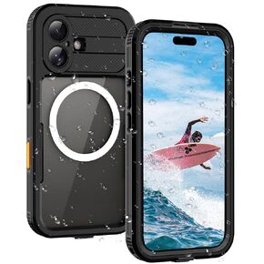 حافظة ShellBox مقاومة للماء والغبار لهاتف iPhone 17، غطاء هاتف مقاوم للصدمات بدرجة 360 درجة عسكرية، تناسب الملحقات اللاسلكية المغناطيسية، واقي شاشة مدمج بزر الكاميرا، أسود in Kuwait