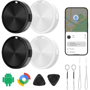 علامات تعقب Android متوافقة مع تطبيق Google Find Hub (Android فقط) جهاز تعقب بلوتوث مقاوم للماء IP65، مكتشف العناصر للمفتاح، والمحافظ، وحقيبة الظهر، وحقائب السفر - أسود + أبيض in Kuwait