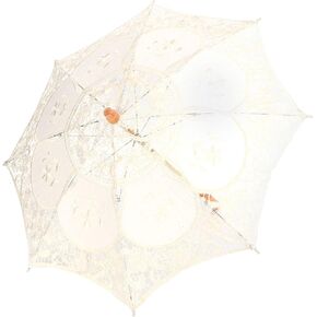 Lace Umbrella Parasol Vintage Wedding Bridal Umbrella for Photo Costume Party Supplies, 26 x 30cm/10.2 x 11.8in(S Beige) in Kuwait