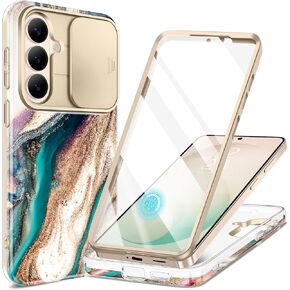 GVIEWIN for Samsung Galaxy S26 Plus Case, [Slide Camera Cover & Built-in Screen Protector] [Military-Grade Shockproof] Marble Rugged Full Body Protection Phone Case for S26+ Plus 6.7",Quicksand/Purple in Saudi Arabia