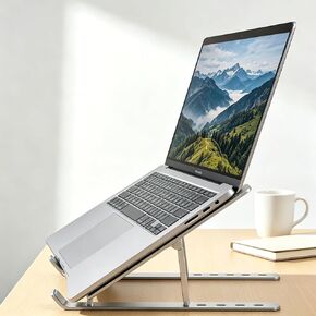 Adjustable Aluminum Alloy Laptop Stand for Desk, Portable Laptop Riser with 6-Level Height, Foldable Ergonomic Laptop Holder, for Accessories for Laptops and Tablets,White in Kuwait