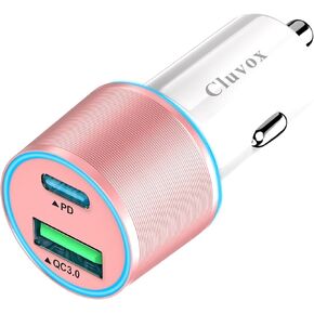 محول شاحن سيارة USB C بقدرة 38 وات، ومنافذ USB-C سريعة 20 وات ومنافذ QC3.0 سريعة 18 وات، ومحول ولاعة سجائر 12 فولت لهواتف iPhone 17/16 /15 وSamsung S26 وGoogle Pixel وهواتف Android وإكسسوارات السيارات للنساء - وردي in Kuwait
