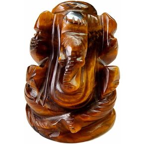 Myhealingworld Natural Tiger Eye Stone Ganesha Statue Pocket Ganesh Statue, Ganesh Statue for Car Dash Board Handcarved Tiger Eye Ganesh Statue in Saudi Arabia