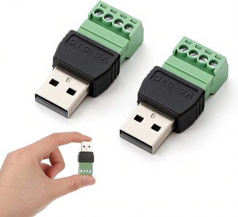 2 حزم موصلات USB 2.0 بدون لحام، USB 2.0 نوع A ذكر إلى 4 دبوس موصل كتلة طرفية بدون لحام من النوع A موصل كتلة طرفية محمول قابل للتوصيل محول ذكر 300 فولت 8 أمبير in Kuwait