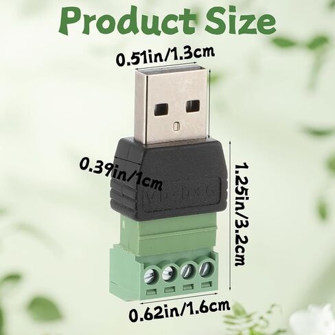 2 حزم موصلات USB 2.0 بدون لحام، USB 2.0 نوع A ذكر إلى 4 دبوس موصل كتلة طرفية بدون لحام من النوع A موصل كتلة طرفية محمول قابل للتوصيل محول ذكر 300 فولت 8 أمبير in Kuwait