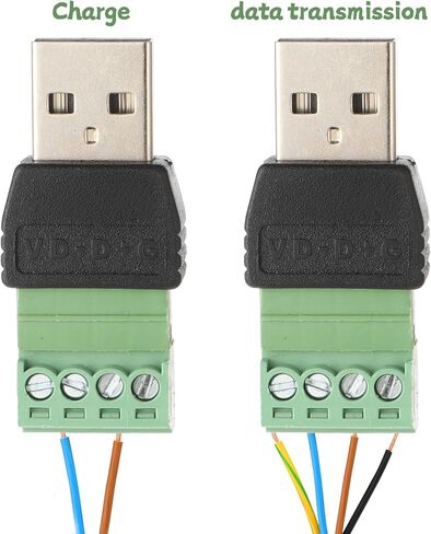 2 حزم موصلات USB 2.0 بدون لحام، USB 2.0 نوع A ذكر إلى 4 دبوس موصل كتلة طرفية بدون لحام من النوع A موصل كتلة طرفية محمول قابل للتوصيل محول ذكر 300 فولت 8 أمبير in Kuwait