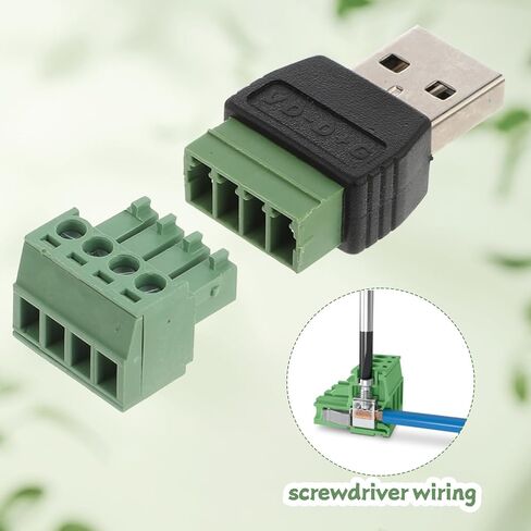 2 حزم موصلات USB 2.0 بدون لحام، USB 2.0 نوع A ذكر إلى 4 دبوس موصل كتلة طرفية بدون لحام من النوع A موصل كتلة طرفية محمول قابل للتوصيل محول ذكر 300 فولت 8 أمبير in Kuwait