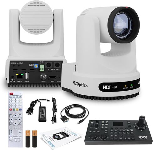 كاميرا PTZOptics Move 4K SDI/HDMI/USB/IP PTZ مع تكبير بصري 12x (أبيض) (PT12X-4K-WH-G3) وحدة تحكم عصا التحكم في الكاميرا SuperJoy PTZ in Kuwait