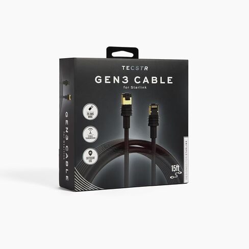 كابل Gen 3 بديل مقاوم للماء إيثرنت خارجي لمجموعة Starlink Standard Gen 3 الفضائية - 15 قدم in Kuwait