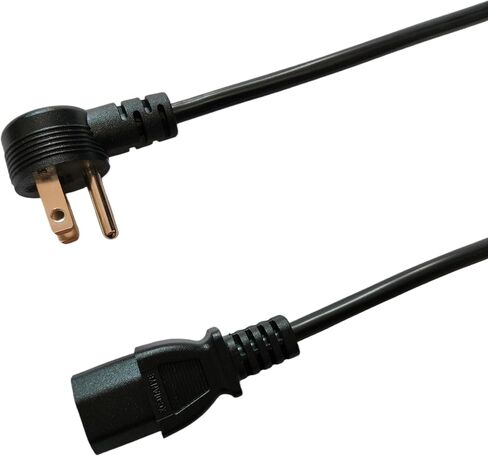 كابل طاقة بزاوية 14 AWG 3 Prong Angle كابل طاقة 90 درجة، تلفزيون شاشة كمبيوتر شخصي، موصل 3 دبابيس، سلك طاقة عالمي، سلك طاقة زاوية الكمبيوتر، متوافق مع الطابعات وأجهزة التلفزيون وما إلى ذلك. in Kuwait