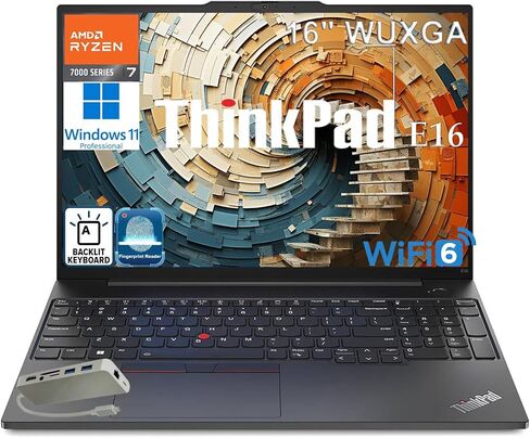 Lenovo ThinkPad E16 Gen 2 Business Laptop Computer, 16" FHD+, AMD 8-Core Ryzen 7 7735HS, 32GB DDR5, 1TB PCIe SSD, WiFi 6, Backlit KB, Fingerprint Reader, Windows 11 Pro, (renewed) in Kuwait