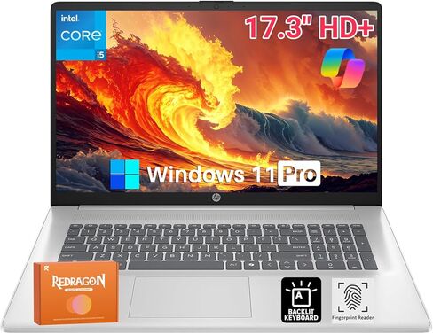 HP 17 inch Laptop 2026 for Business, Intel 10-Core i5-1334U (Up to 4.6GHz), 20GB RAM, 512GB SSD, 17.3" HD+ Anti-Glare, Backlit Keyboard, Fingerprint Reader, Copilot AI, Windows 11 Pro, Accessories in Kuwait