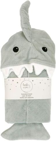 Baby Aspen Gray Shark Baby Hooded Towel, Grey/White in Kuwait