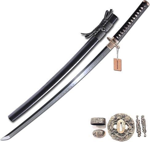 MURASAME 41 "كاتانا السيف الطين خفف دمشق مطوية الصلب الحقيقي هامون النحاس تسوبا حاد جدا in Saudi Arabia