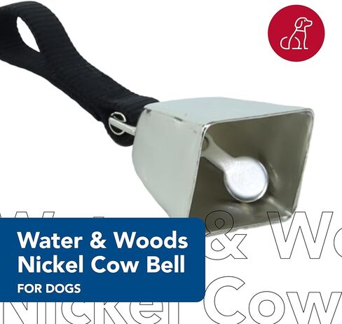 Coastal Water & Woods Nickel Cow Bell for Dogs Pet - Durable Noise Maker - Easy Attachment - Nickel-Plated Material with Nylon Handle in Saudi Arabia