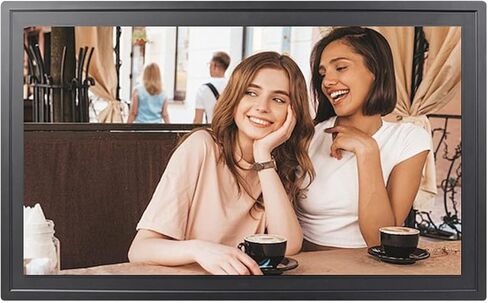 إطار صورة رقمي Yunseity مقاس 15.4 بوصة واي فاي، شاشة تعمل باللمس 1920x1080 HD إطار صور ذكي مع التحكم في التطبيق ومشاركة متعددة المستخدمين، لعرض الشرائح وساعة منبه للطقس (أسود) in Kuwait