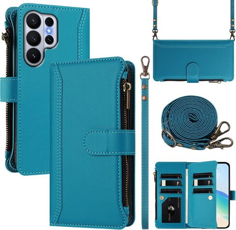for Tmobile Revvl 8 Pro Phone Case Wallet 2025, with 1 Long Shoulder Strap, 1 Short Wrist Strap, 9 Card Slots, 1 Cash Pocket, Kistand, Wireless Charging, Magnetic Closure (Purple) in Saudi Arabia