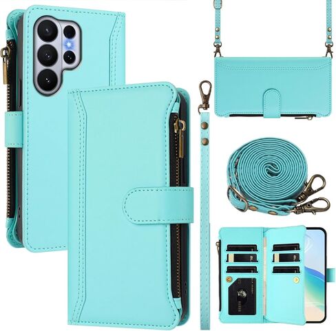 for Tmobile Revvl 8 Pro Phone Case Wallet 2025, with 1 Long Shoulder Strap, 1 Short Wrist Strap, 9 Card Slots, 1 Cash Pocket, Kistand, Wireless Charging, Magnetic Closure (Purple) in Saudi Arabia