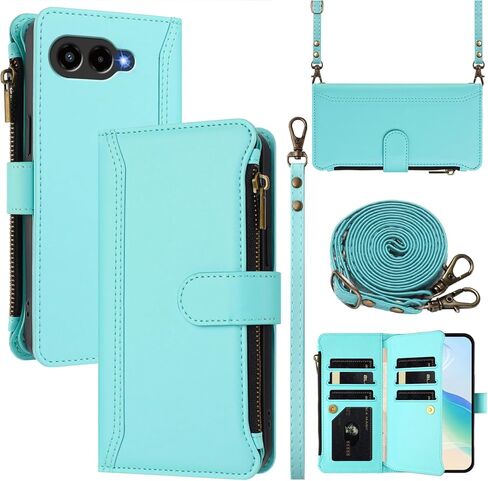 for Tmobile Revvl 8 Pro Phone Case Wallet 2025, with 1 Long Shoulder Strap, 1 Short Wrist Strap, 9 Card Slots, 1 Cash Pocket, Kistand, Wireless Charging, Magnetic Closure (Purple) in Saudi Arabia