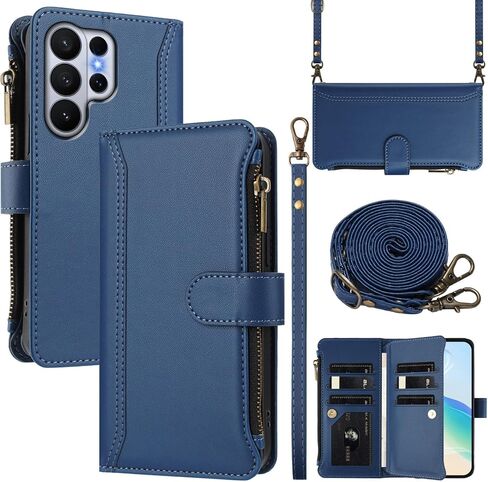 for Tmobile Revvl 8 Pro Phone Case Wallet 2025, with 1 Long Shoulder Strap, 1 Short Wrist Strap, 9 Card Slots, 1 Cash Pocket, Kistand, Wireless Charging, Magnetic Closure (Purple) in Saudi Arabia