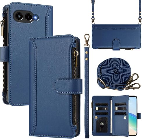for Tmobile Revvl 8 Pro Phone Case Wallet 2025, with 1 Long Shoulder Strap, 1 Short Wrist Strap, 9 Card Slots, 1 Cash Pocket, Kistand, Wireless Charging, Magnetic Closure (Purple) in Saudi Arabia