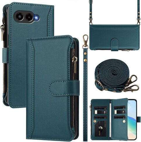 for Tmobile Revvl 8 Pro Phone Case Wallet 2025, with 1 Long Shoulder Strap, 1 Short Wrist Strap, 9 Card Slots, 1 Cash Pocket, Kistand, Wireless Charging, Magnetic Closure (Purple) in Saudi Arabia