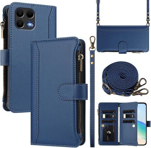 for Tmobile Revvl 8 Pro Phone Case Wallet 2025, with 1 Long Shoulder Strap, 1 Short Wrist Strap, 9 Card Slots, 1 Cash Pocket, Kistand, Wireless Charging, Magnetic Closure (Purple) in Saudi Arabia