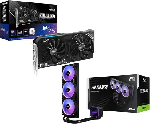 ASRock Intel Arc B580 Challenger 12GB OC & Pro 360 ARGB AIO Cooler Bundle | 1440p Gaming & Advanced Cooling Combo in Kuwait