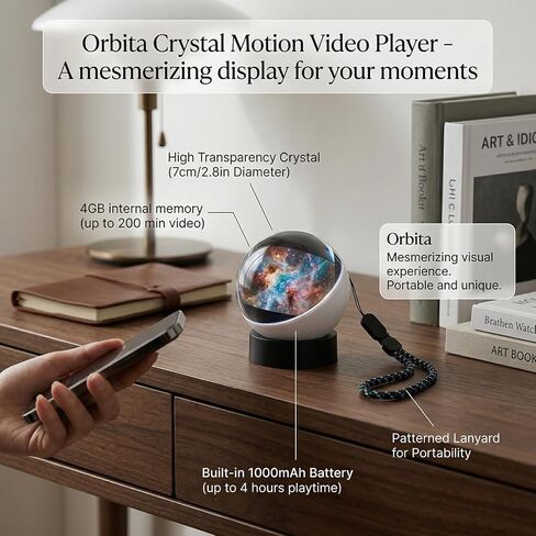 Cuifati 4GB كريستال الكرة مشغل فيديو كرة الذاكرة إطار الصورة الرقمية مع اتصال USB بطارية 1000mAh لديكور المنزل هدية عيد ميلاد in Kuwait