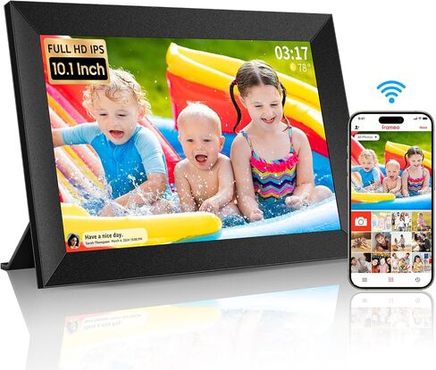 Frameo 10.1 Inch Smart WiFi Digital Photo Frame, 1280x800 HD IPS Touch Screen Digital Picture Frame with 16GB Storage, Auto-Rotate, Wall Mountable, Share Photos&Videos Instantly via Frameo in Kuwait
