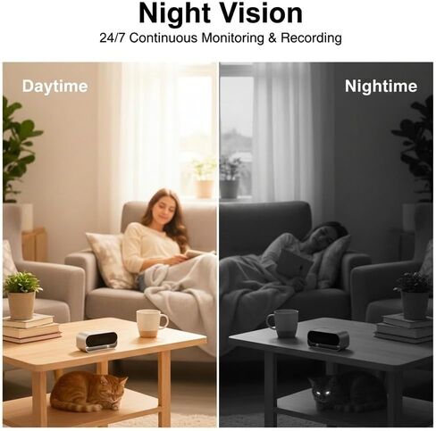 كاميرا ساعة ULar بدقة 4K UHD، رؤية ليلية عالية الدقة، كاميرات WiFi، عرض مباشر عن بعد، تخزين محلي وسحابي، يعمل بمنفذ USB، بطارية 2600 مللي أمبير في الساعة، كشف الحركة، منزل ذكي، بدون صوت in Kuwait