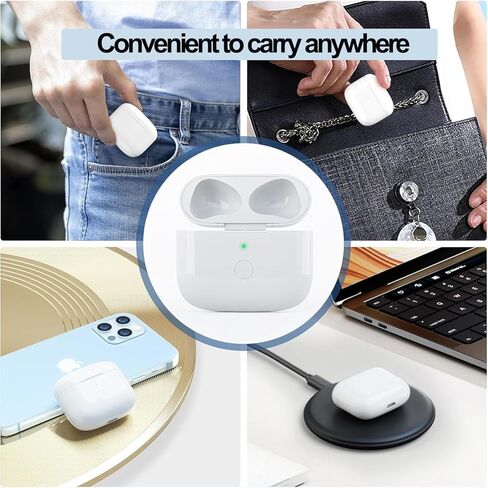 حافظة شحن USB-C لأجهزة AirPods الجيل الثالث، متوافقة مع علبة شحن AirPod الجيل الثالث، بطارية مدمجة بقدرة 450 مللي أمبير في الساعة مع زر مزامنة بلوتوث (سماعات الرأس غير متضمنة) (A4) in Kuwait