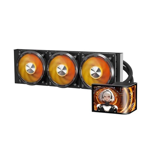 darkFlash UV360 AIO CPU Cooler 6.67in منحني 2K OLED عرض شاشة دوارة مغناطيسية ثلاثية الأبعاد خالية من النظارات، 360 مم 3 × 120 مم PWM ARGB مراوح 800-2000 دورة في الدقيقة 320 وات Intel LGA2011 18xx 1700 1200 115x AMD AM5 AM4 AM3 in Kuwait