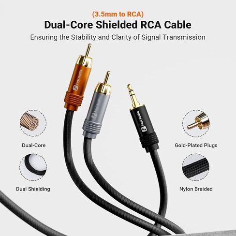 Fosi Audio P4 Mini Preamp مع 3 مداخل RCA، مضخم صوت منزلي ستيريو مسبق و3.5 ملم إلى كابل RCA 3.9 قدم in Kuwait