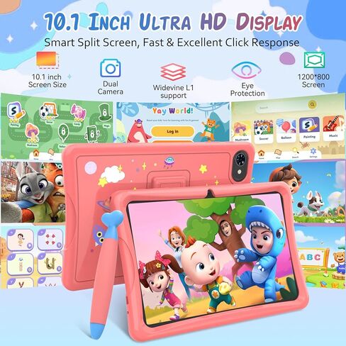 2026 Upgraded Kids Tablet, Android 15 Tablet for Kids Age 3-7, Parental Control, Pre-Installed Educational Apps, Includes EVA Protective Case & Drawing Pen, 12GB+64GB, 2TB Expand, with Eye Protection in Kuwait