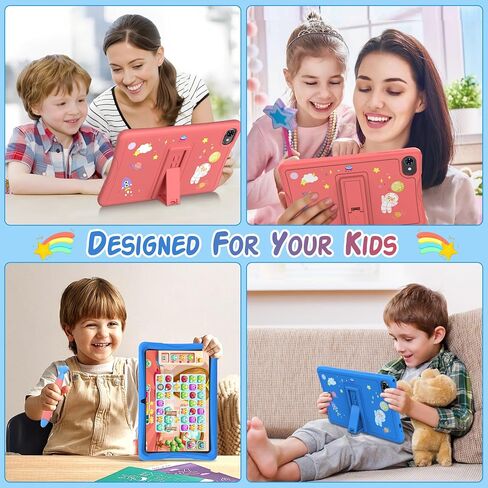 2026 Upgraded Kids Tablet, Android 15 Tablet for Kids Age 3-7, Parental Control, Pre-Installed Educational Apps, Includes EVA Protective Case & Drawing Pen, 12GB+64GB, 2TB Expand, with Eye Protection in Kuwait