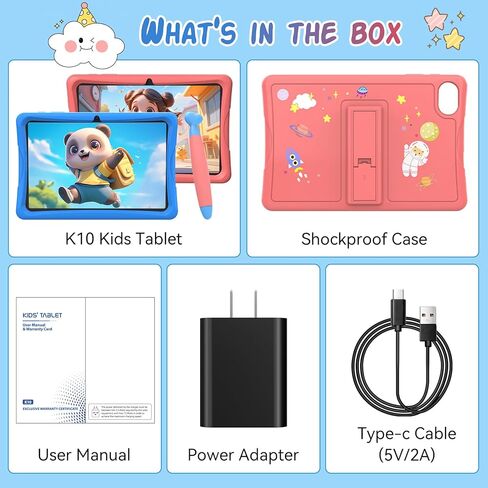 2026 Upgraded Kids Tablet, Android 15 Tablet for Kids Age 3-7, Parental Control, Pre-Installed Educational Apps, Includes EVA Protective Case & Drawing Pen, 12GB+64GB, 2TB Expand, with Eye Protection in Kuwait