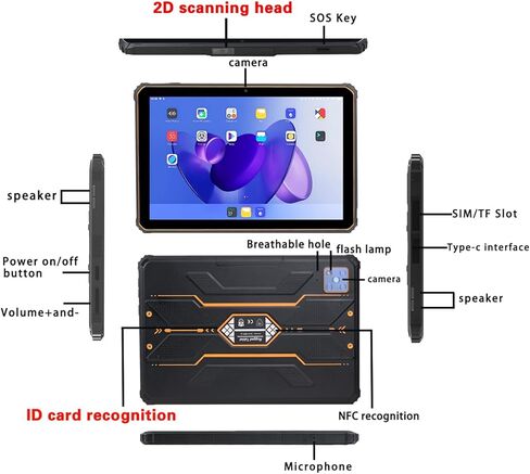 جهاز لوحي ST10-A متين مع ماسح باركود ثنائي الأبعاد، جهاز لوحي Android 11 مقاس 10.1 بوصة، وحدة المعالجة المركزية ثماني النواة 4 جيجابايت + 64 جيجابايت، IP68 مقاوم للماء، 10000 مللي أمبير، 4G LTE/BT 5.0/GPS/NFC، كاميرا 13 ميجابكسل + 5 ميجابكسل (4 جيجابايت + in Kuwait
